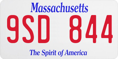 MA license plate 9SD844