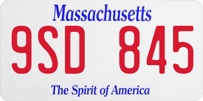 MA license plate 9SD845