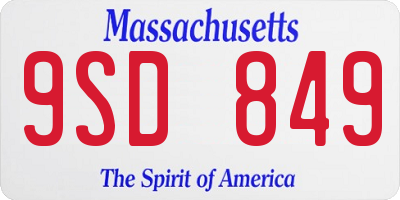 MA license plate 9SD849