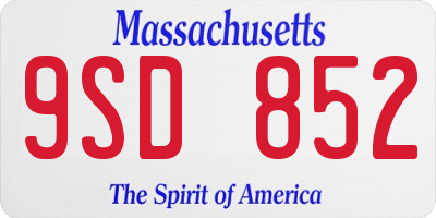 MA license plate 9SD852