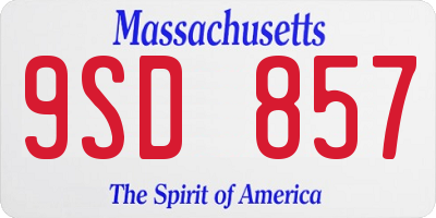 MA license plate 9SD857