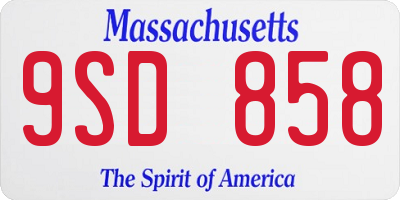 MA license plate 9SD858