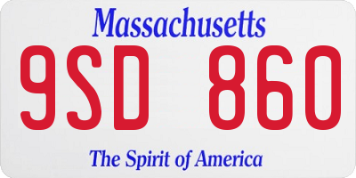 MA license plate 9SD860