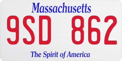 MA license plate 9SD862