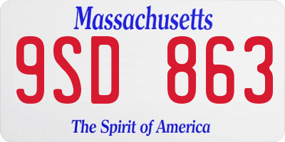 MA license plate 9SD863