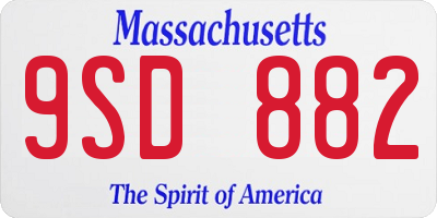 MA license plate 9SD882