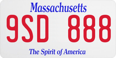 MA license plate 9SD888