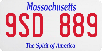 MA license plate 9SD889