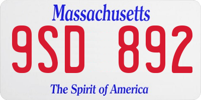 MA license plate 9SD892
