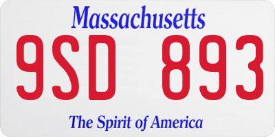 MA license plate 9SD893