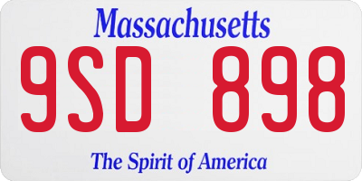 MA license plate 9SD898