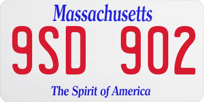 MA license plate 9SD902