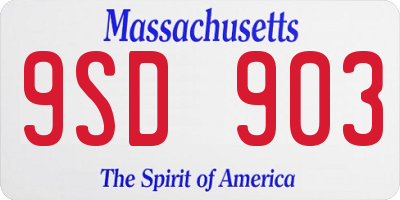 MA license plate 9SD903