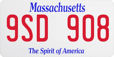 MA license plate 9SD908