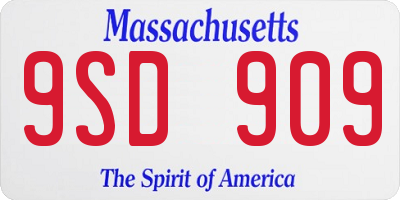 MA license plate 9SD909