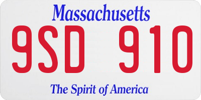 MA license plate 9SD910