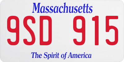 MA license plate 9SD915