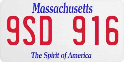 MA license plate 9SD916