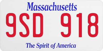 MA license plate 9SD918