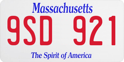 MA license plate 9SD921