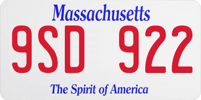 MA license plate 9SD922