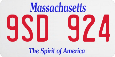MA license plate 9SD924