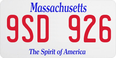 MA license plate 9SD926