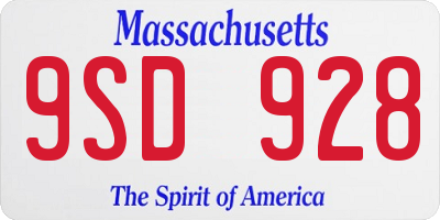 MA license plate 9SD928