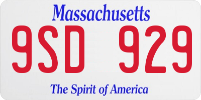 MA license plate 9SD929
