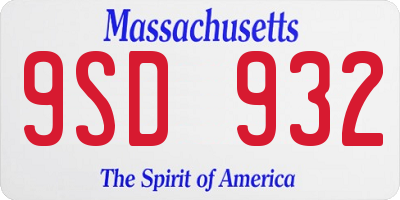 MA license plate 9SD932