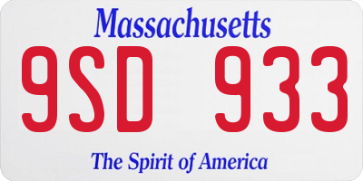 MA license plate 9SD933