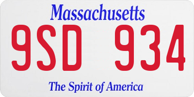 MA license plate 9SD934