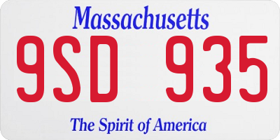 MA license plate 9SD935