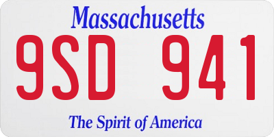 MA license plate 9SD941