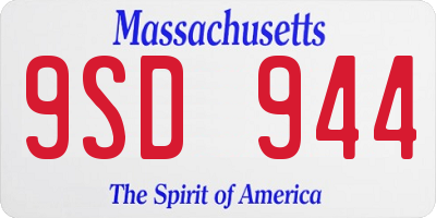 MA license plate 9SD944