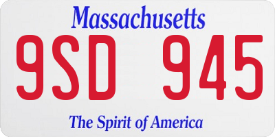 MA license plate 9SD945