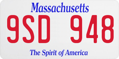 MA license plate 9SD948