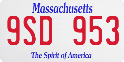 MA license plate 9SD953
