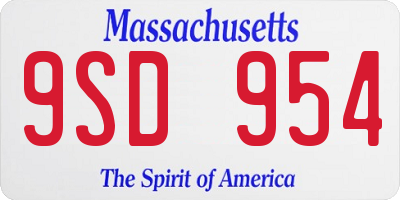 MA license plate 9SD954
