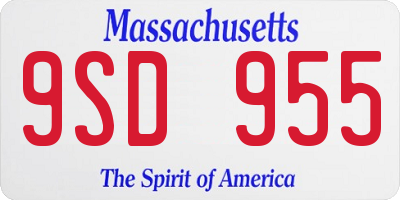 MA license plate 9SD955