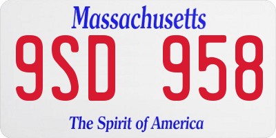 MA license plate 9SD958