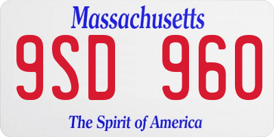 MA license plate 9SD960