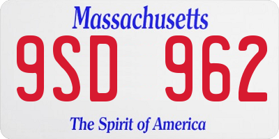 MA license plate 9SD962