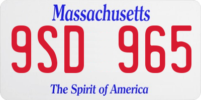 MA license plate 9SD965