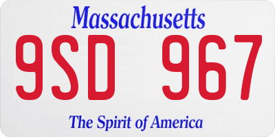 MA license plate 9SD967