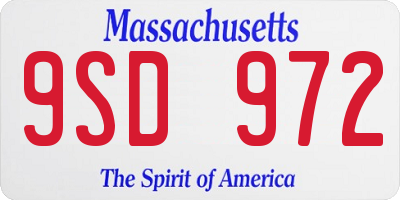 MA license plate 9SD972