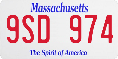 MA license plate 9SD974