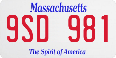 MA license plate 9SD981