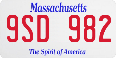 MA license plate 9SD982