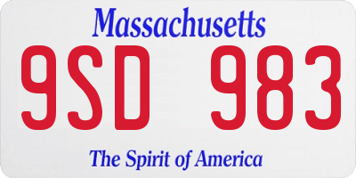 MA license plate 9SD983